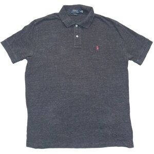 Polo Ralph Lauren Charcoal Gray Cotton Embroidered Pony Polo Shirt Mens Large